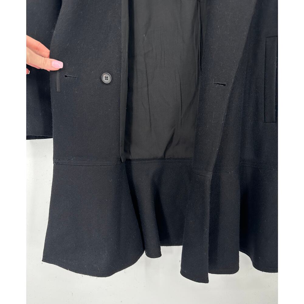 Allsaints Grace Coat Wool Ruffle Hem Long Overcoat Jacket, Black - Picture 11 of 16